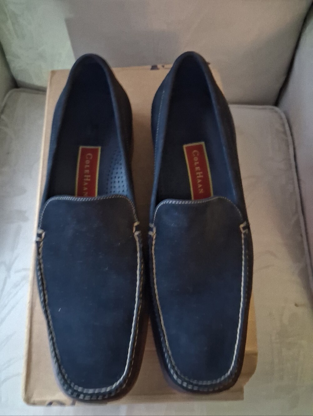 Cole Haan Men’s Dark Blue Suede Slip-On Loafers